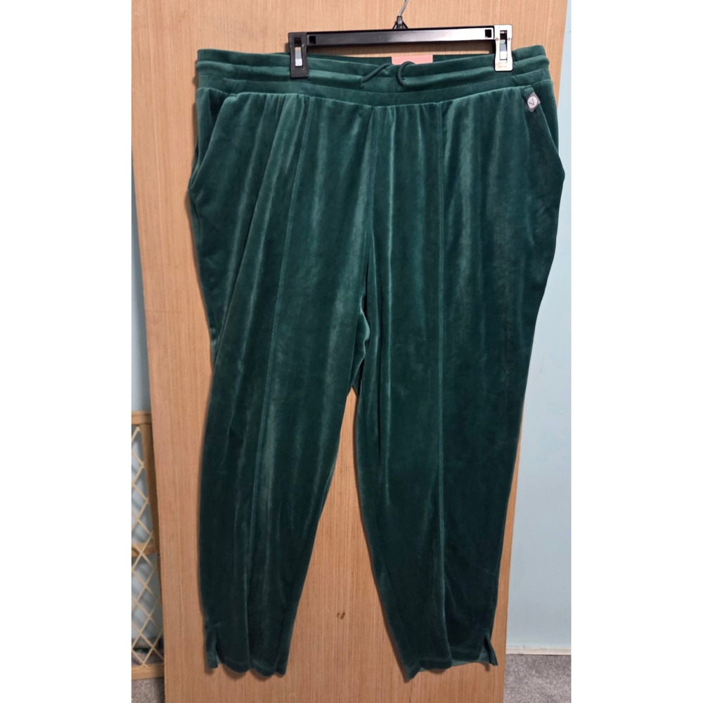 Livi Velour Jogger Pants Emerald Green Plus Size 18/20 Drawstring‎ Pockets